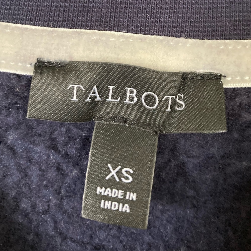 Talbots Embroidered Snowflake Mockneck Navy Sweatshirt (Size‎ XS) - Picture 6 of 8